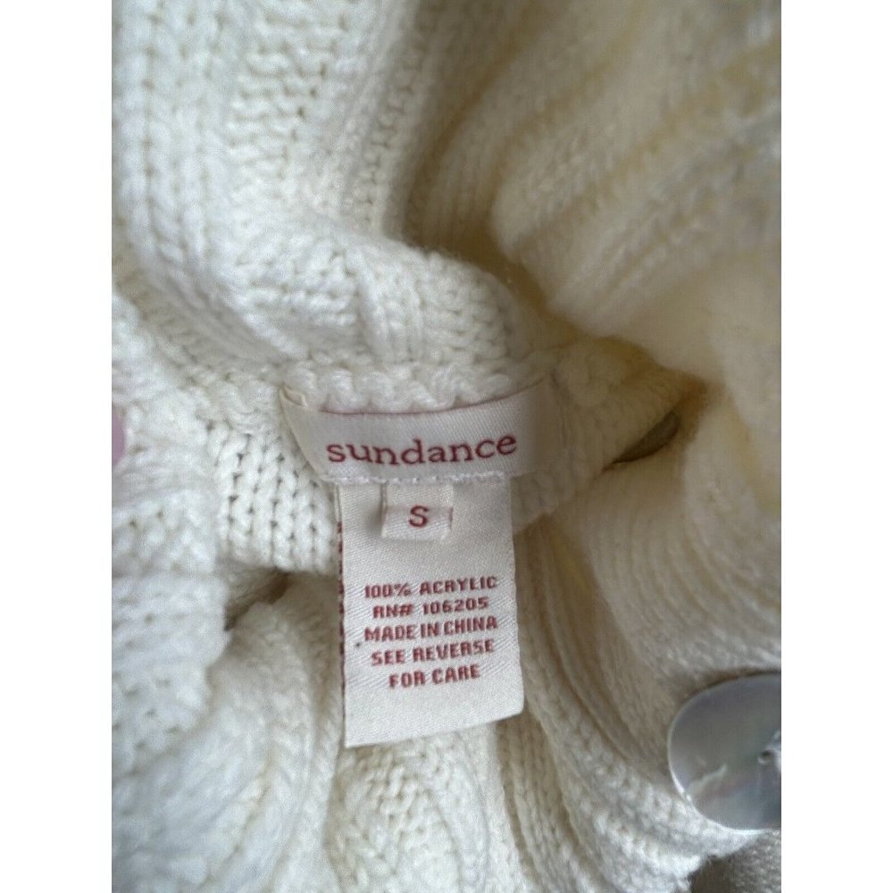 Sundance Womens Thick High Turtleneck White Knit 3/4 Sleeves Sweater Size S‎ - Picture 8 of 9